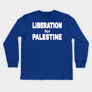 LIBERATION FOR PALESTINE - White - Back Kids Long Sleeve T-Shirt